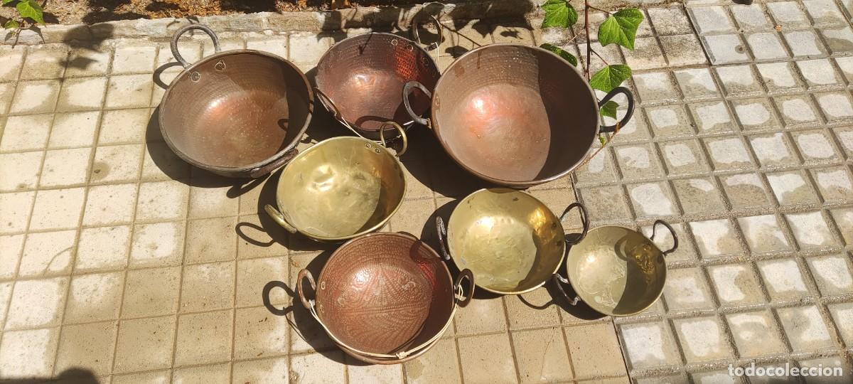 Antig&uuml;edades: SIETE &rdquo;PEROLES&rdquo; DE COBRE Y LAT&Oacute;N - Foto 1