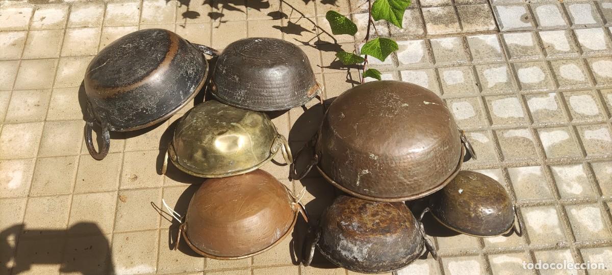 Antig&uuml;edades: SIETE &rdquo;PEROLES&rdquo; DE COBRE Y LAT&Oacute;N - Foto 2