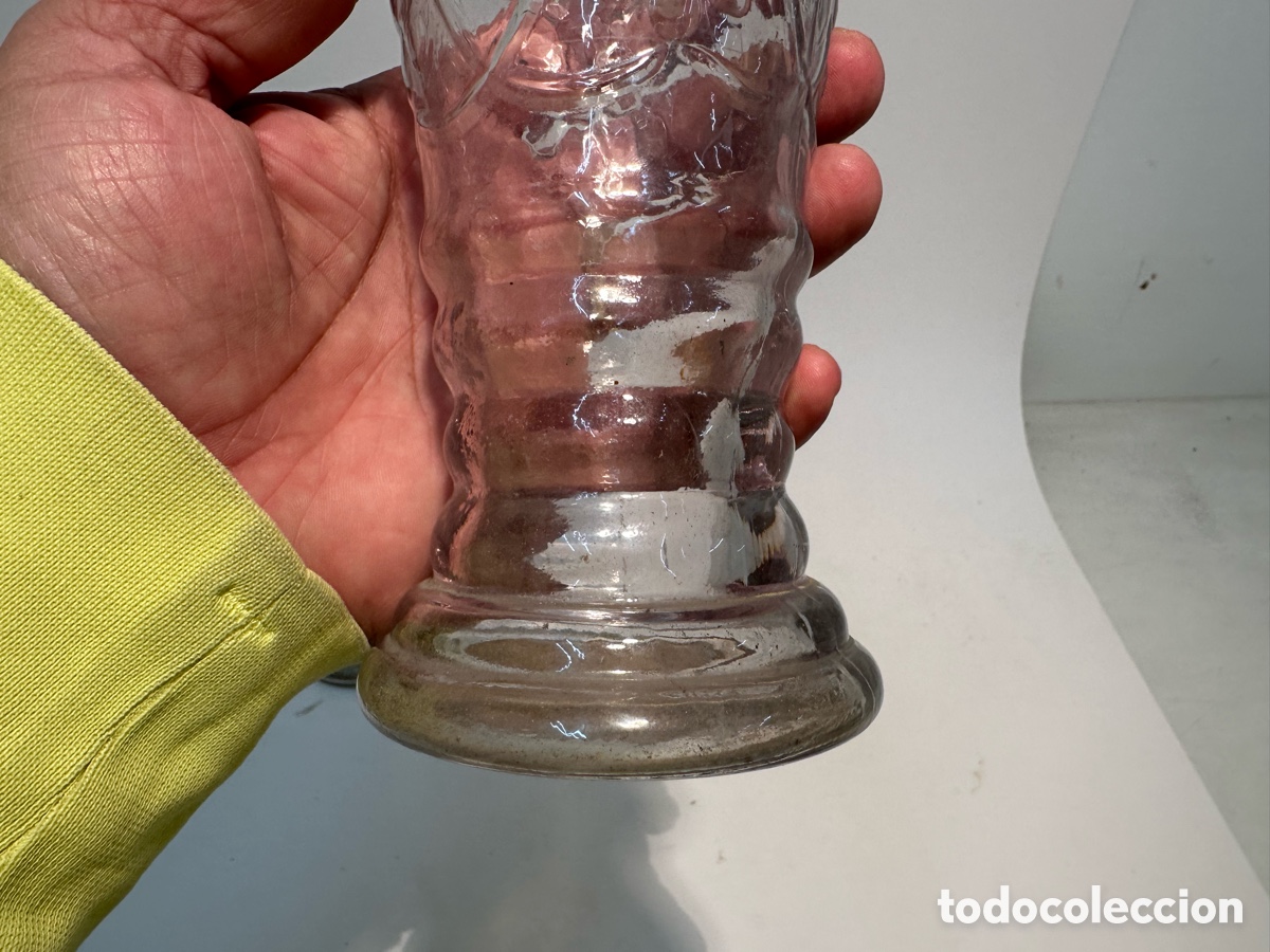 Antig&uuml;edades: PAREJA DE JARRONES DE ALTAR DE CRISTAL ANTIGUOS. - Foto 3