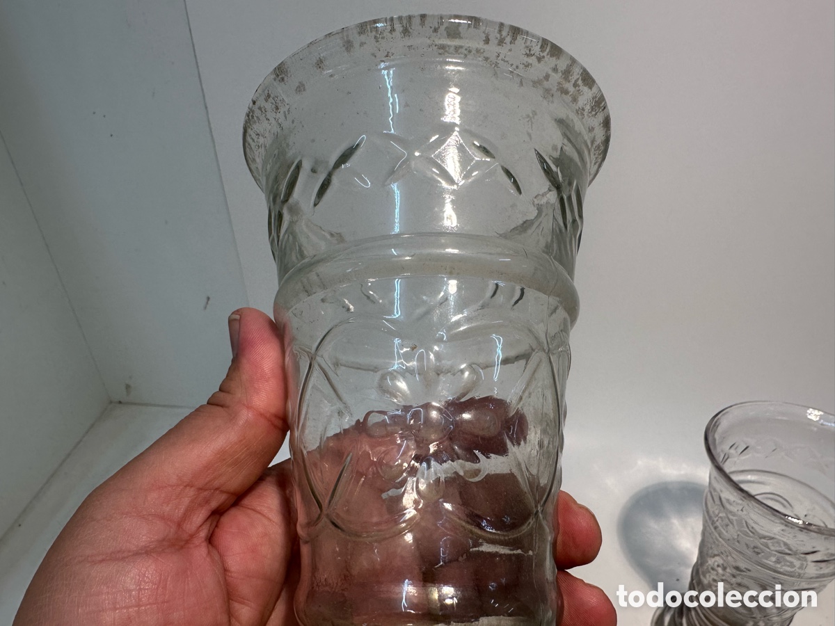 Antig&uuml;edades: PAREJA DE JARRONES DE ALTAR DE CRISTAL ANTIGUOS. - Foto 6