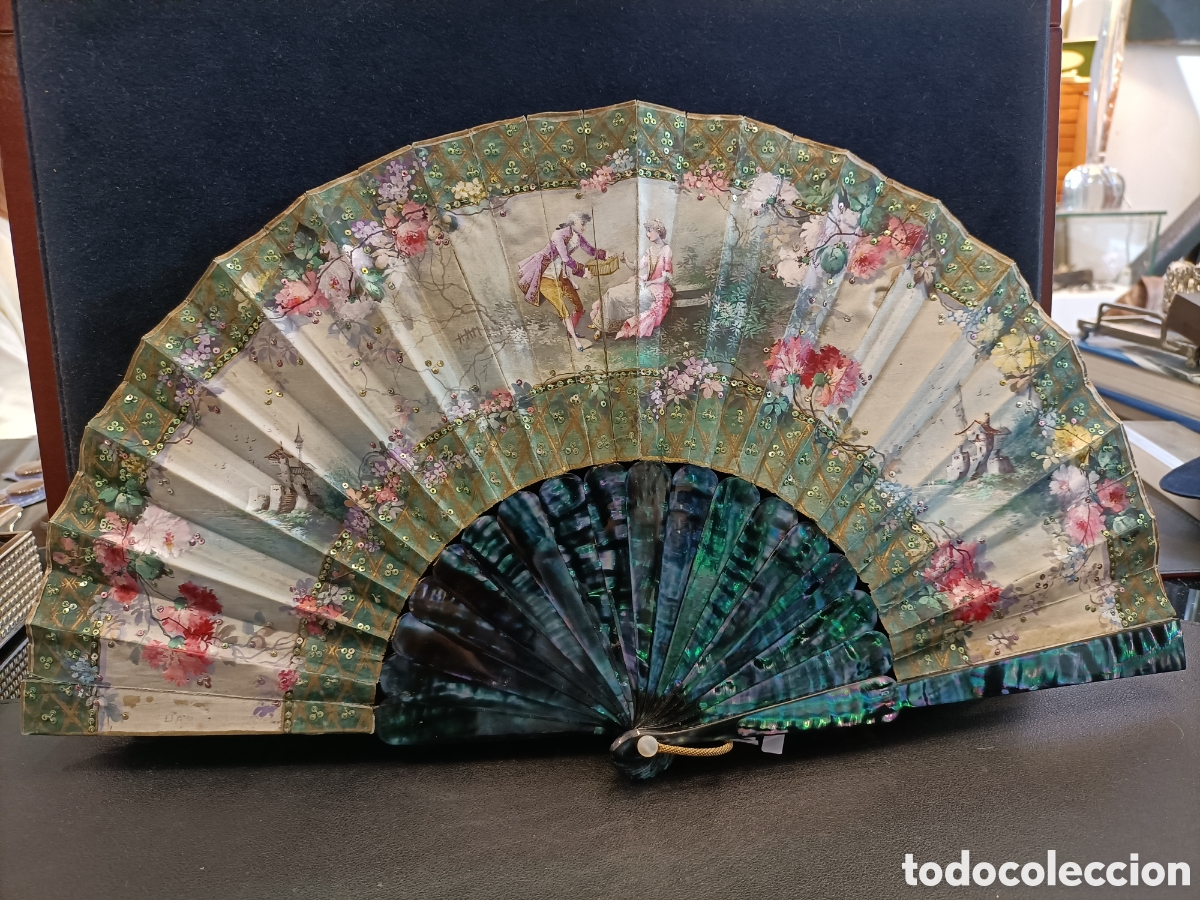 Antig&uuml;edades: Abanico de n&aacute;car negro, del XIX. - Foto 1