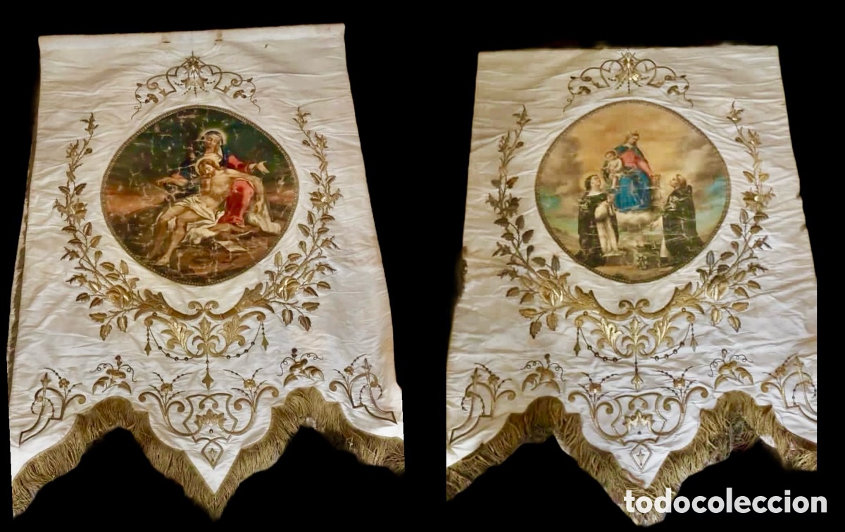 Antig&uuml;edades: Estandarte bordado en oro - Foto 1