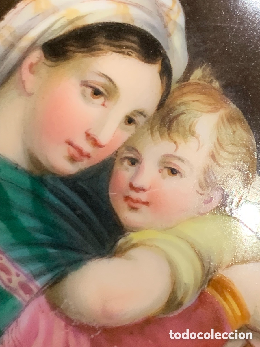Antig&uuml;edades: Placa de porcelana con la Virgen de la Silla - Foto 4