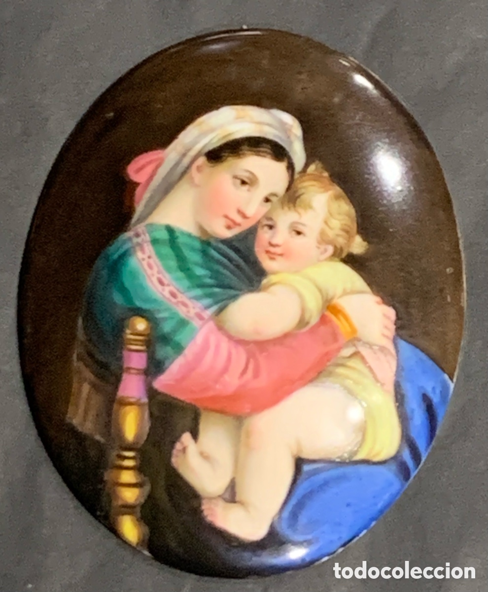 Antig&uuml;edades: Placa de porcelana con la Virgen de la Silla - Foto 7