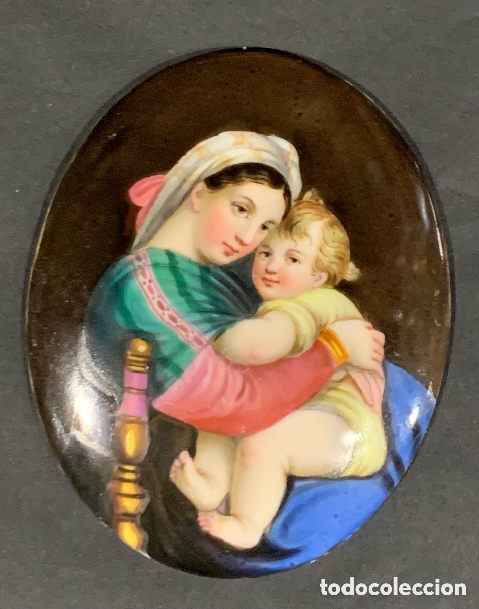 Antig&uuml;edades: Placa de porcelana con la Virgen de la Silla - Foto 8