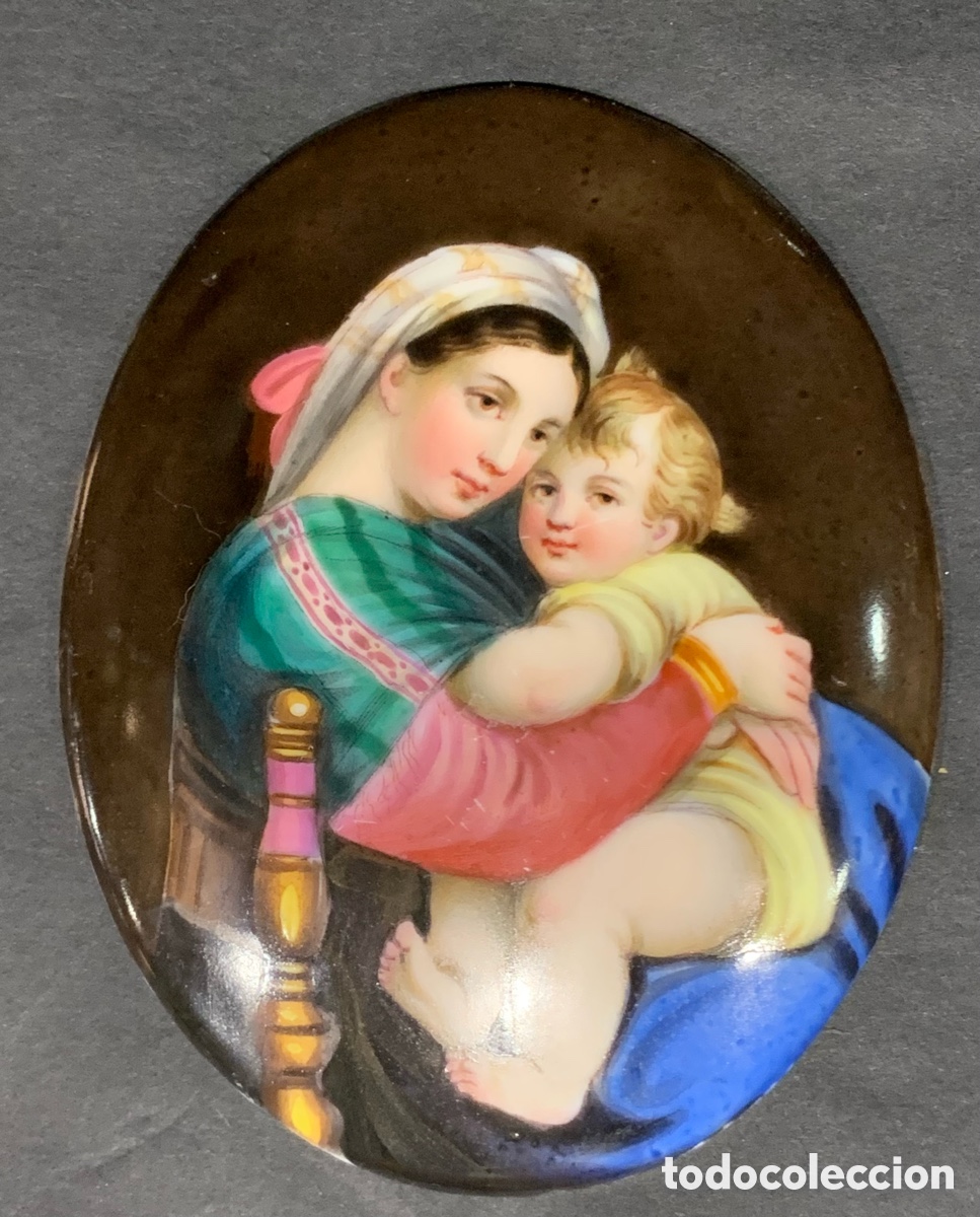 Antig&uuml;edades: Placa de porcelana con la Virgen de la Silla - Foto 9