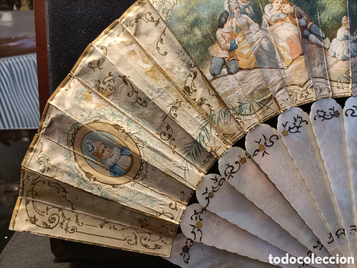 Antig&uuml;edades: Abanico de n&aacute;car del XIX. - Foto 4