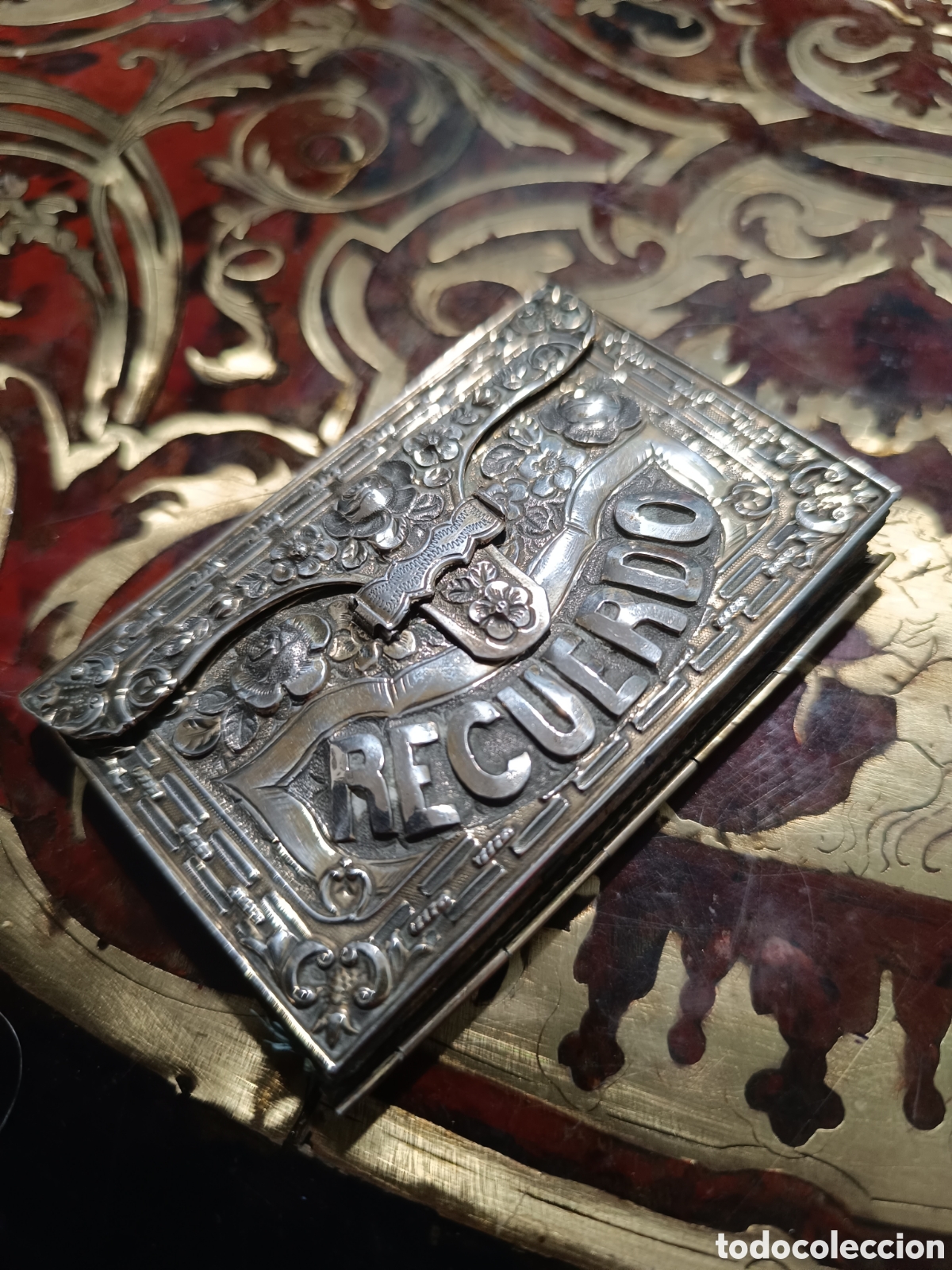 Antig&uuml;edades: Carnet de baile de plata &rdquo;RECUERDO&rdquo; - Foto 1