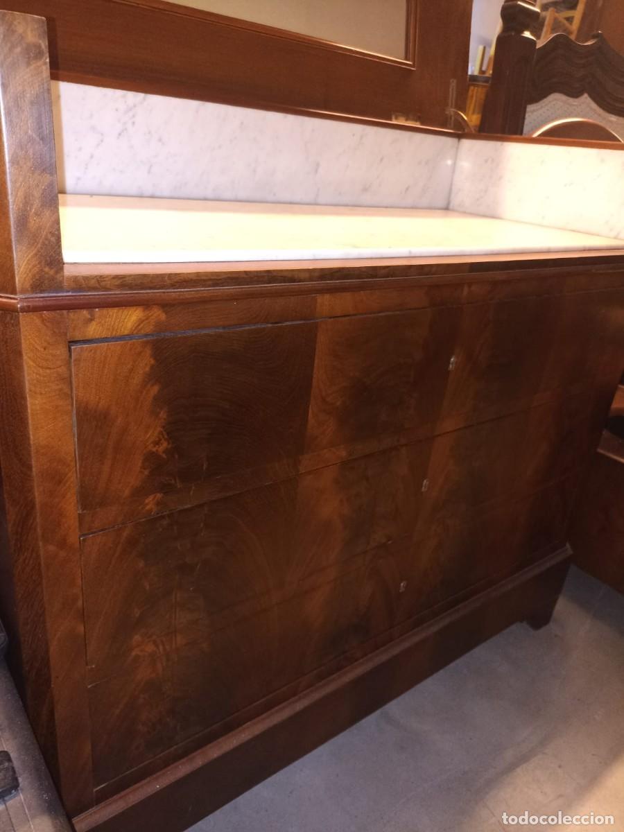 Antig&uuml;edades: COMODA TOCADOR EN MADERA DE CAOBA Y SOBRE DE MARMOL RESTAURADA - Foto 2