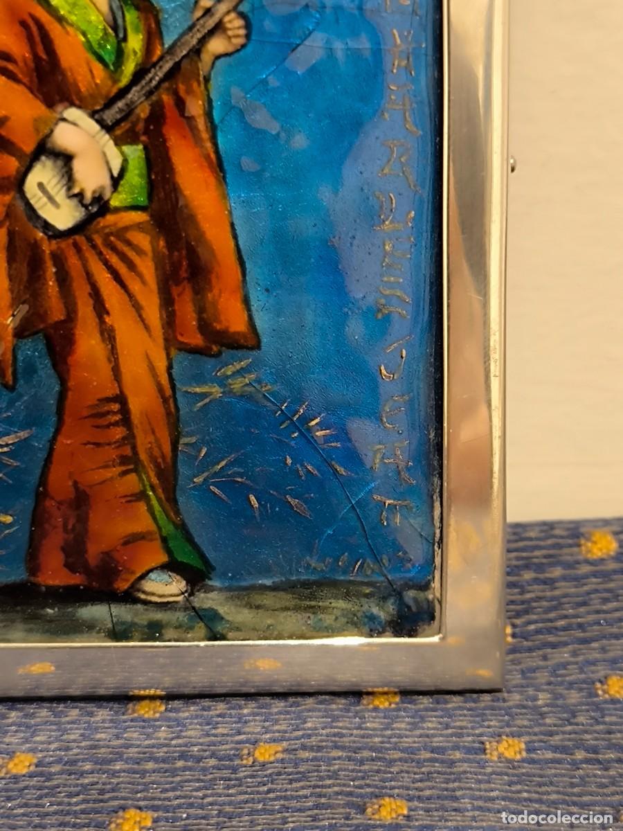 Antig&uuml;edades: ESMALTE ASIATICO CON MARCO EN PLATA - Foto 5