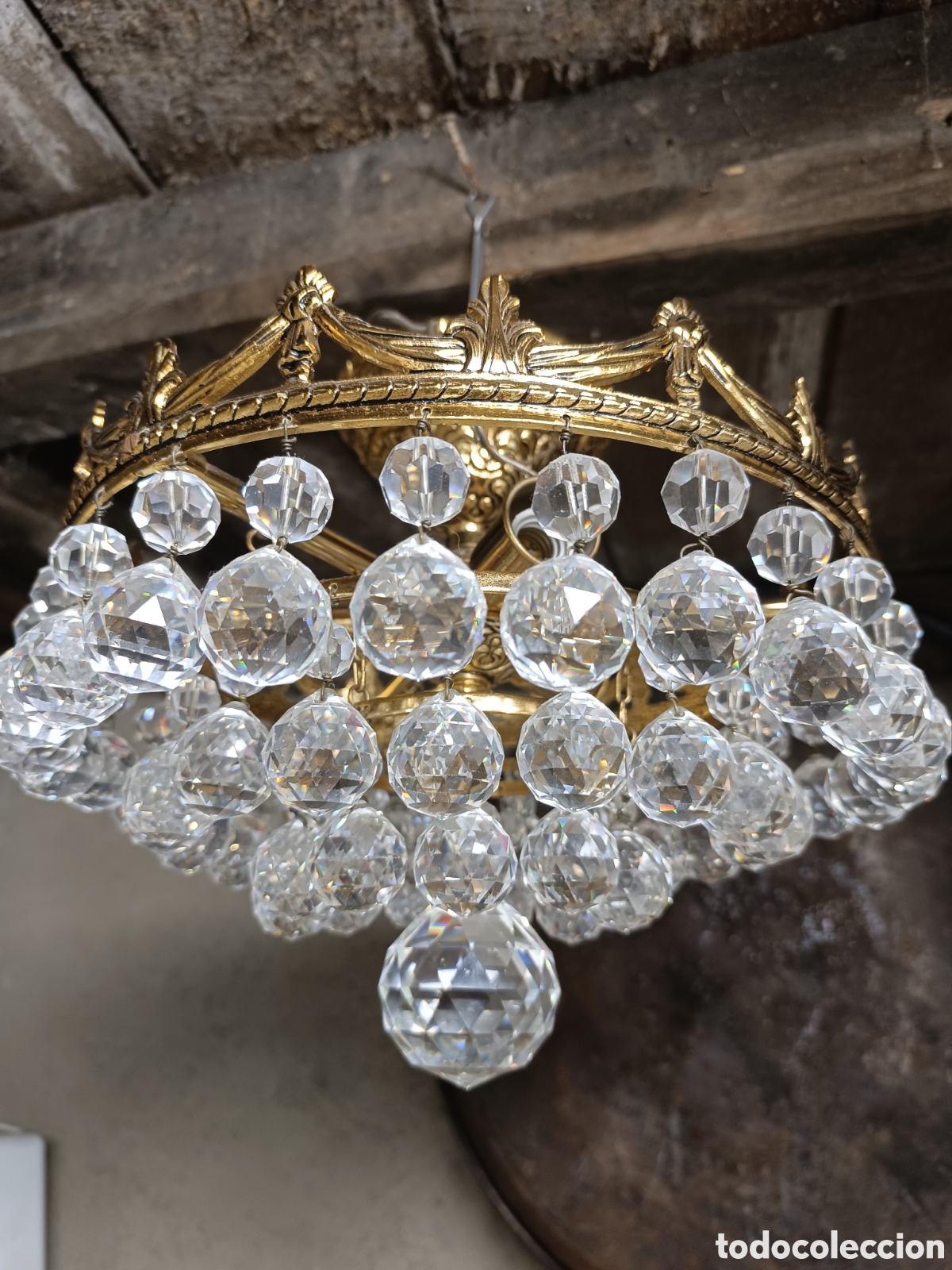 Antig&uuml;edades: Lampara de bolas de cristal - Foto 1