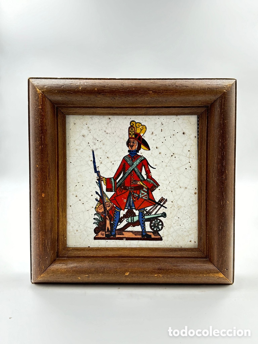 Antig&uuml;edades: Antigua Pareja azulejos enmarcados. - Foto 4