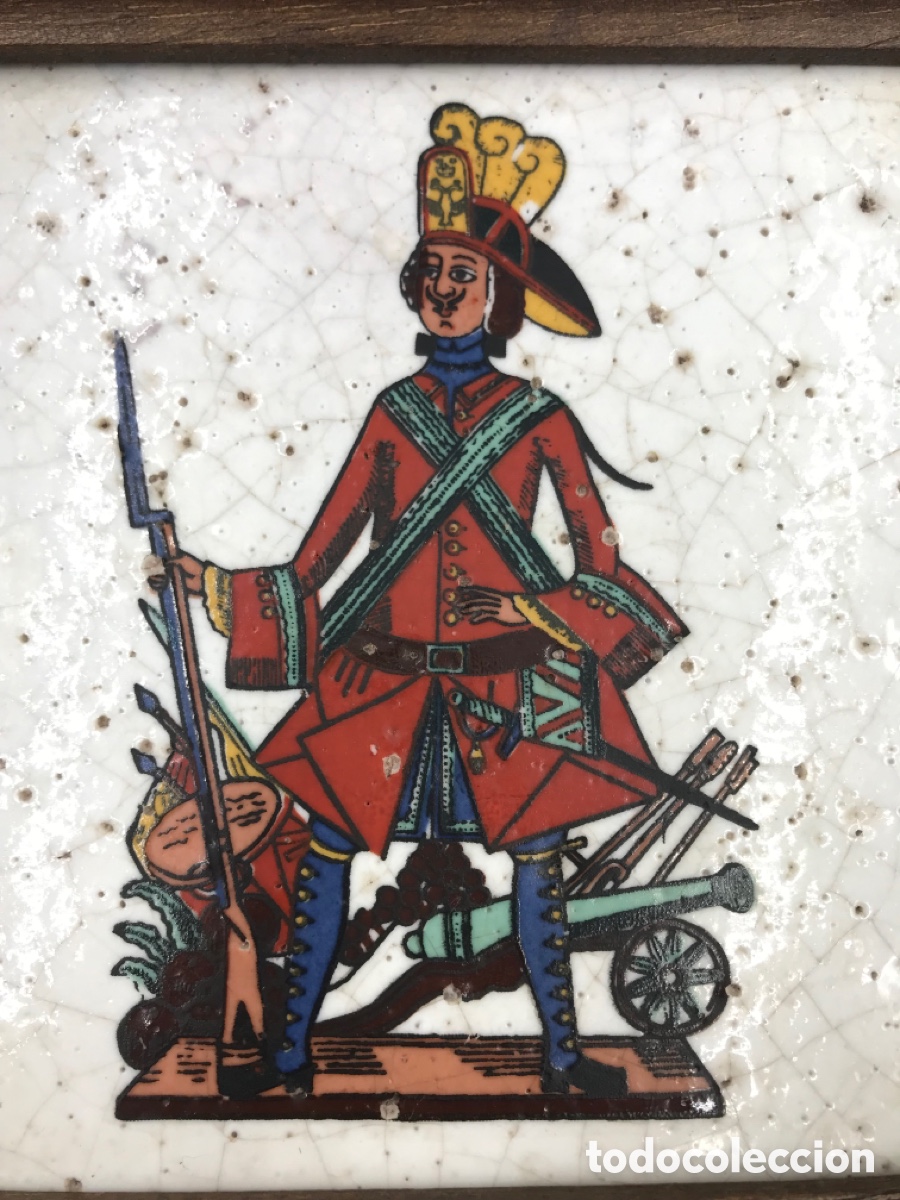 Antig&uuml;edades: Antigua Pareja azulejos enmarcados. - Foto 5
