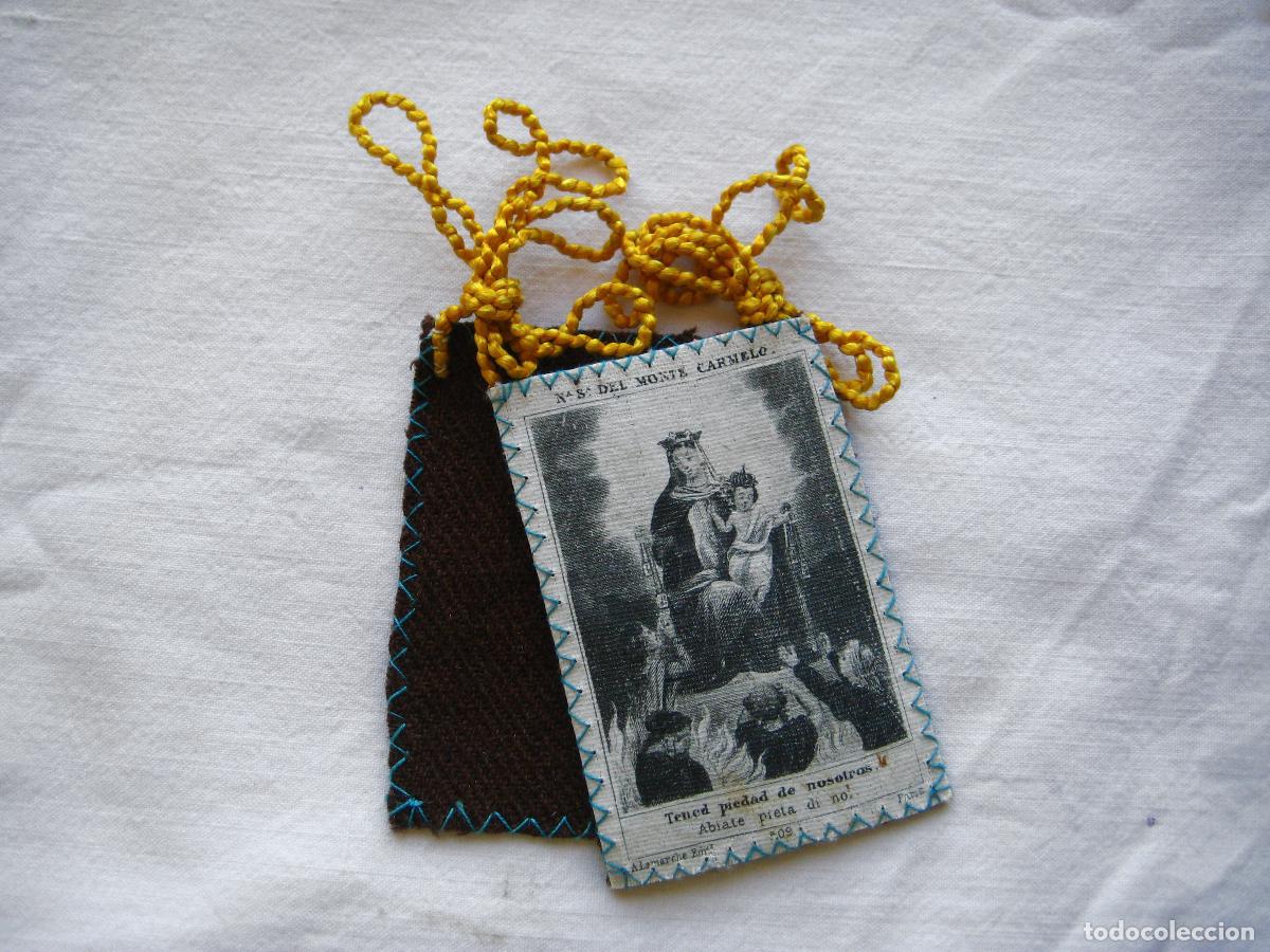 Antig&uuml;edades: ANTIGUO ESCAPULARIO DE LA VIRGEN DEL CARMEN - Foto 1