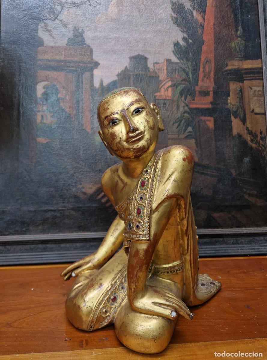 Antig&uuml;edades: BUDA MADERA TALLADA SIGLO XIX - Foto 1