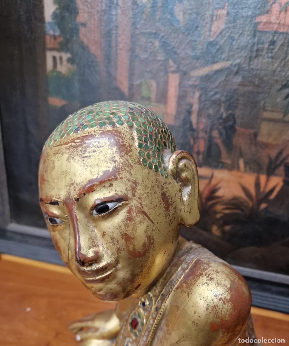 Antig&uuml;edades: BUDA MADERA TALLADA SIGLO XIX - Foto 4