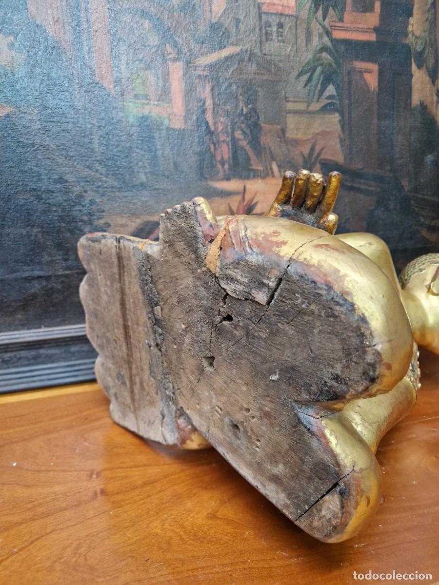 Antig&uuml;edades: BUDA MADERA TALLADA SIGLO XIX - Foto 7