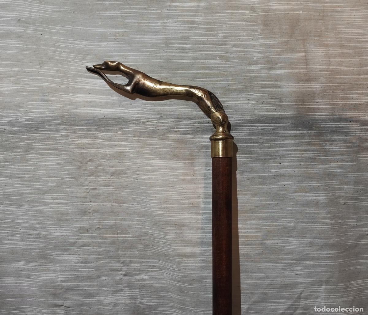 Antig&uuml;edades: EXCELENTE BASTON DE PASEO, GALGO DE BRONCE - Foto 2