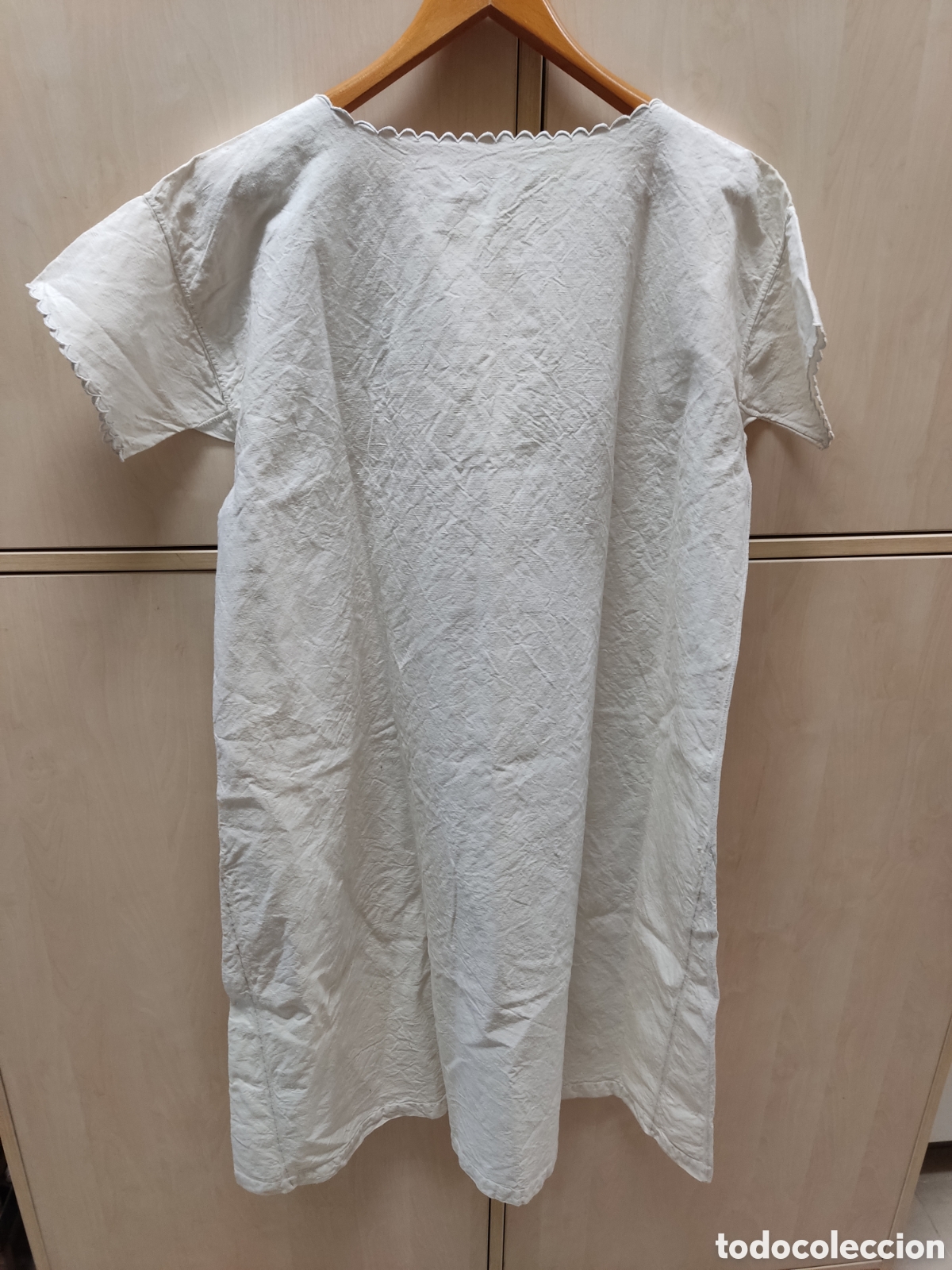 Antig&uuml;edades: Antiguo camis&oacute;n de lino con puntillas - Foto 7