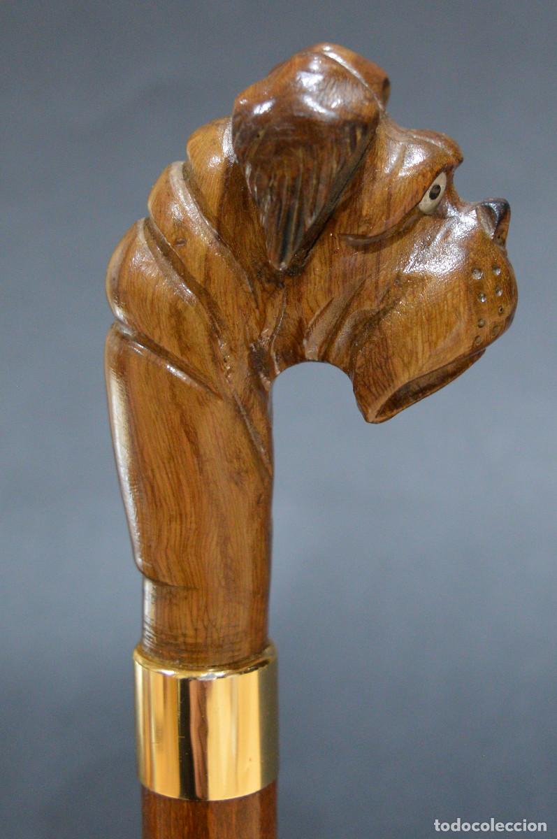 Antig&uuml;edades: ANTIGUO BASTON MANGO BOXER PERRO TALLA MADERA - Foto 3