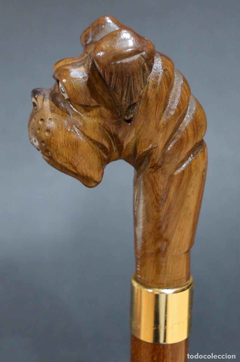 Antig&uuml;edades: ANTIGUO BASTON MANGO BOXER PERRO TALLA MADERA - Foto 5