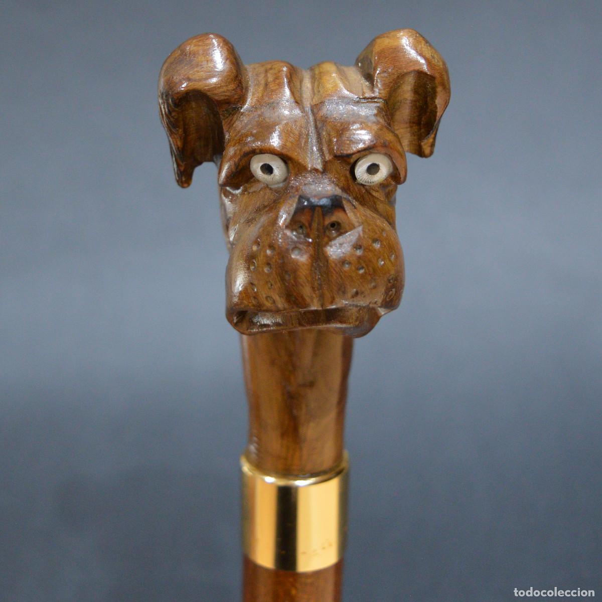 Antig&uuml;edades: ANTIGUO BASTON MANGO BOXER PERRO TALLA MADERA - Foto 6