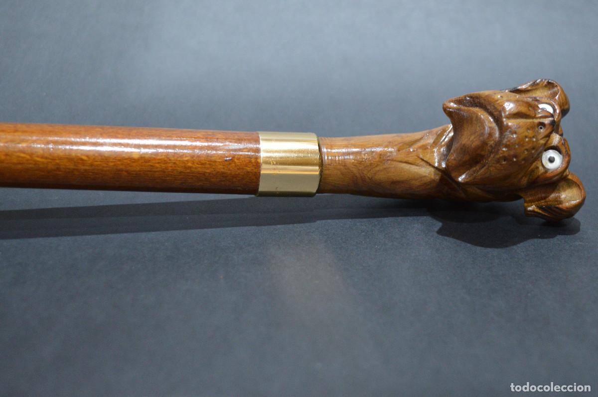Antig&uuml;edades: ANTIGUO BASTON MANGO BOXER PERRO TALLA MADERA - Foto 8