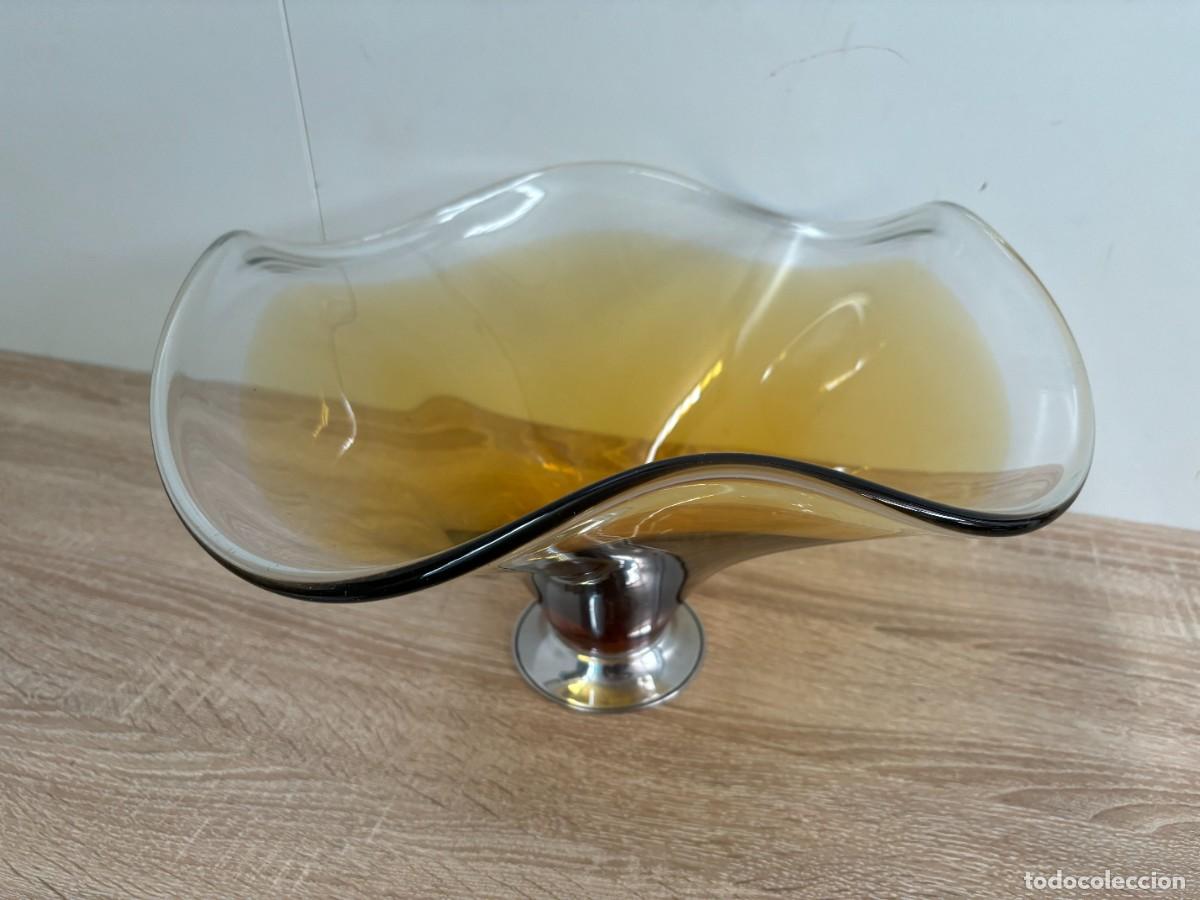 Antig&uuml;edades: .CENTRO DE MESA CRISTAL MURANO AMARILLO - Foto 1