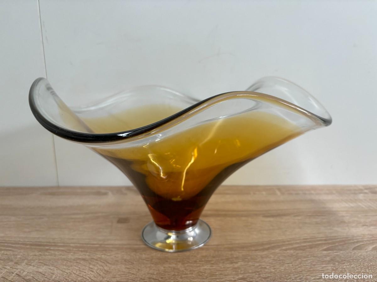 Antig&uuml;edades: .CENTRO DE MESA CRISTAL MURANO AMARILLO - Foto 2
