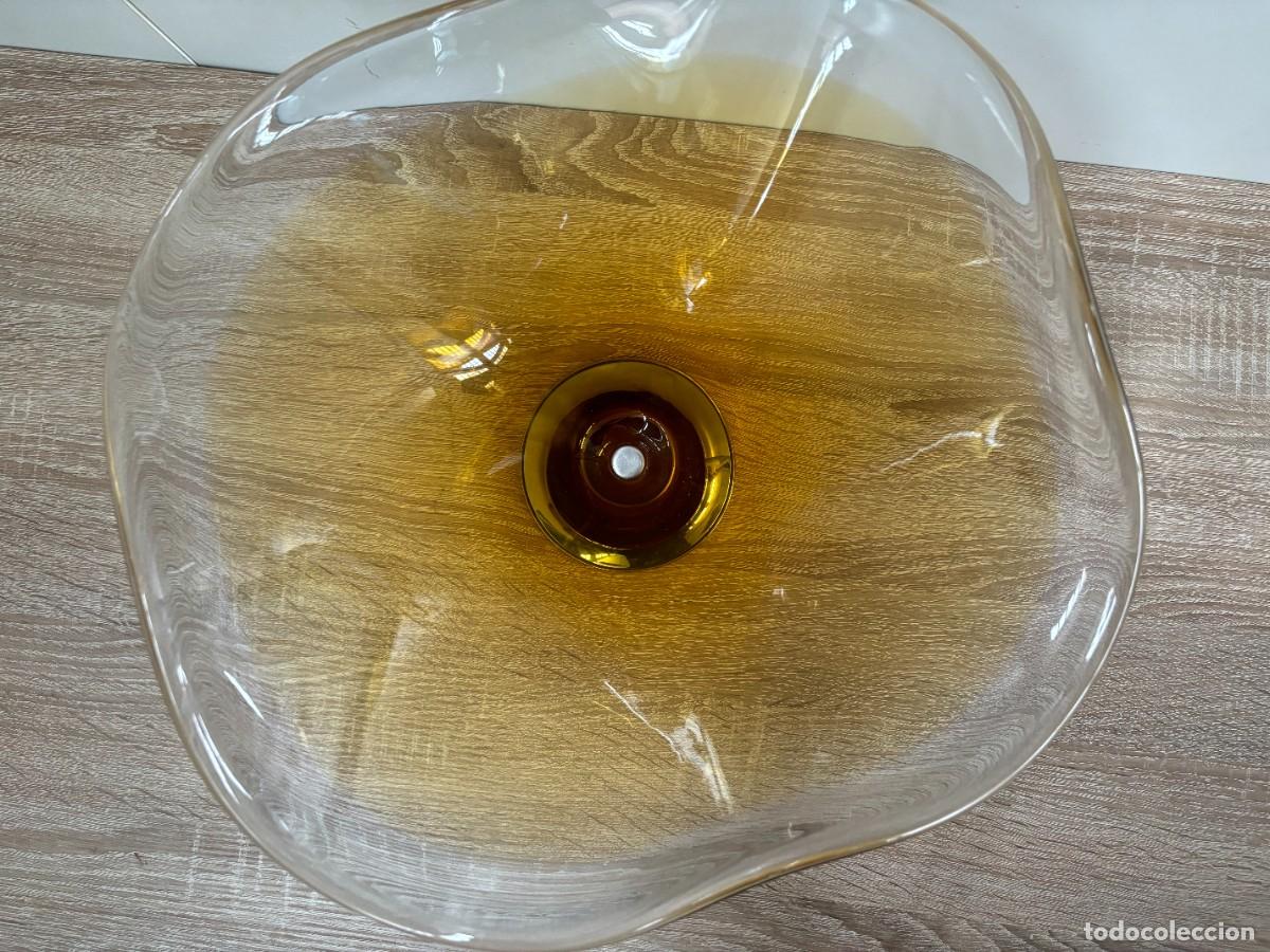 Antig&uuml;edades: .CENTRO DE MESA CRISTAL MURANO AMARILLO - Foto 3