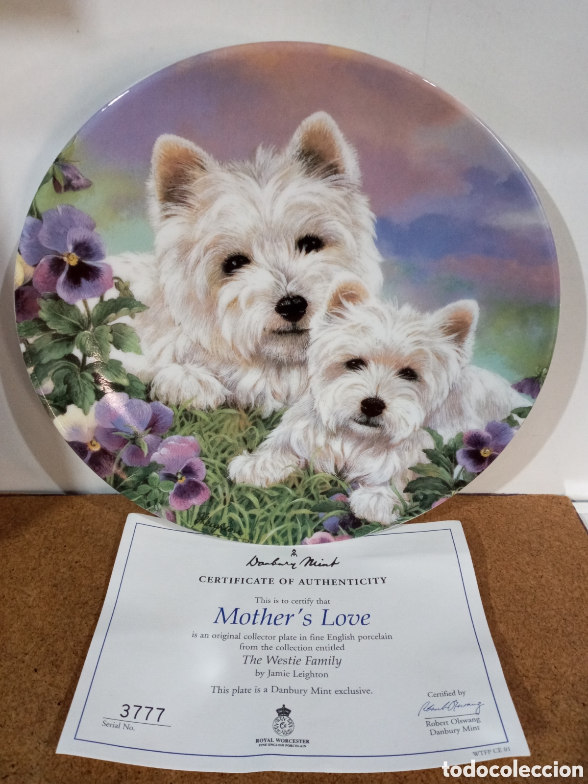 Antig&uuml;edades: PLATO THE WESTIE FAMILY.CERTIFICADO Y NUMERADO.