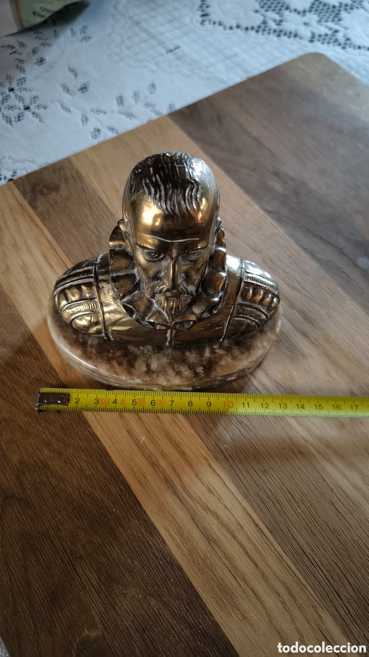Antig&uuml;edades: Busto de bronce con peana de m&aacute;rmol - Foto 1