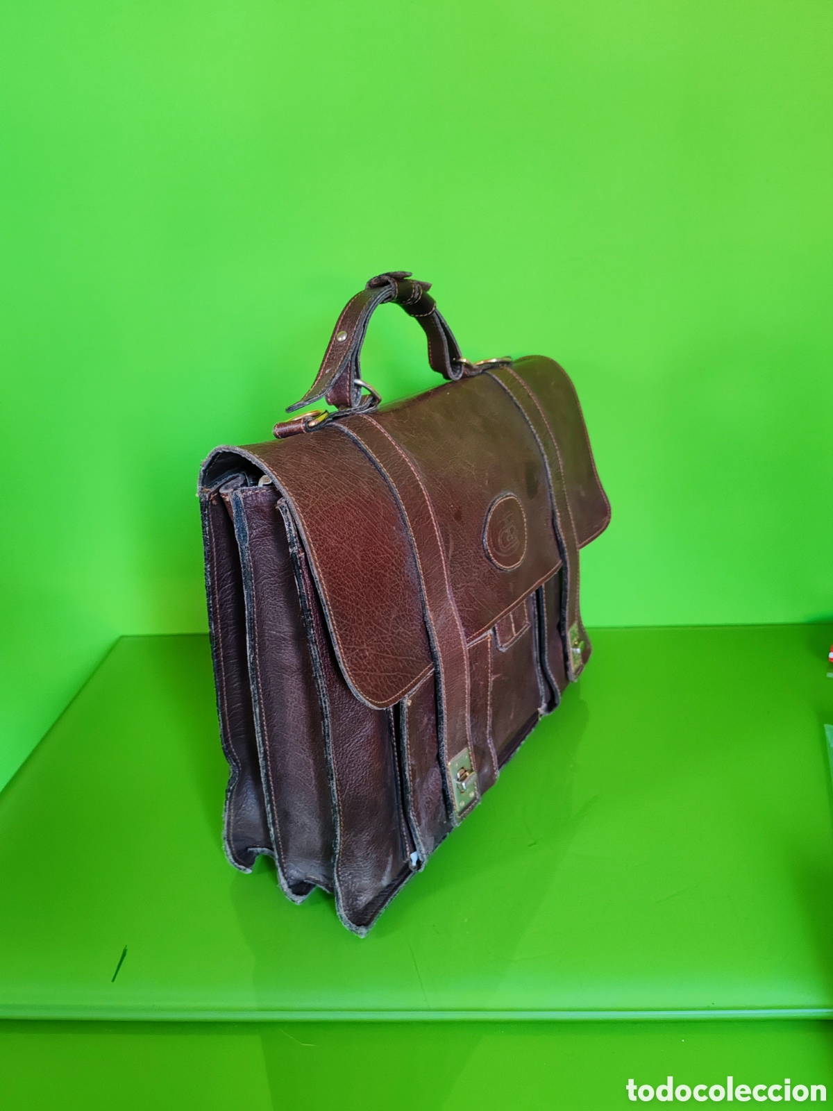 Antig&uuml;edades: Malet&iacute;n de cuero marr&oacute;n - Foto 2