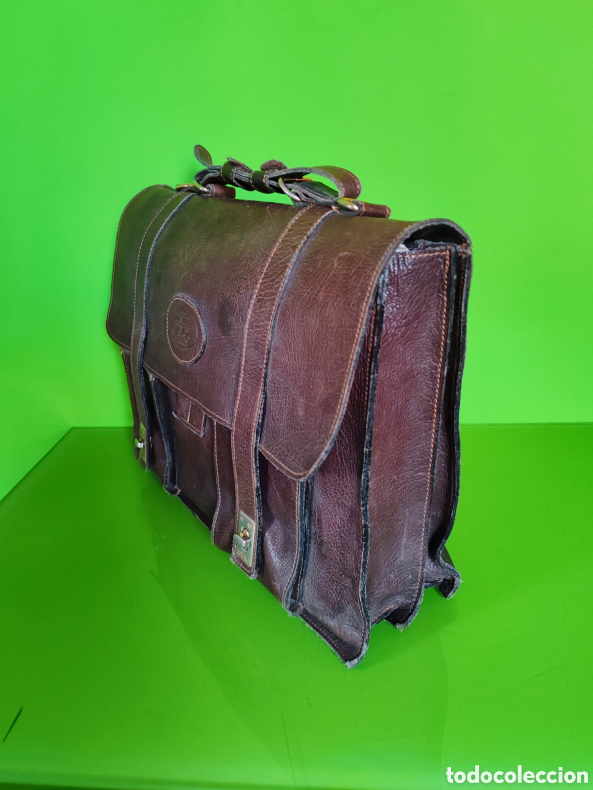 Antig&uuml;edades: Malet&iacute;n de cuero marr&oacute;n - Foto 4