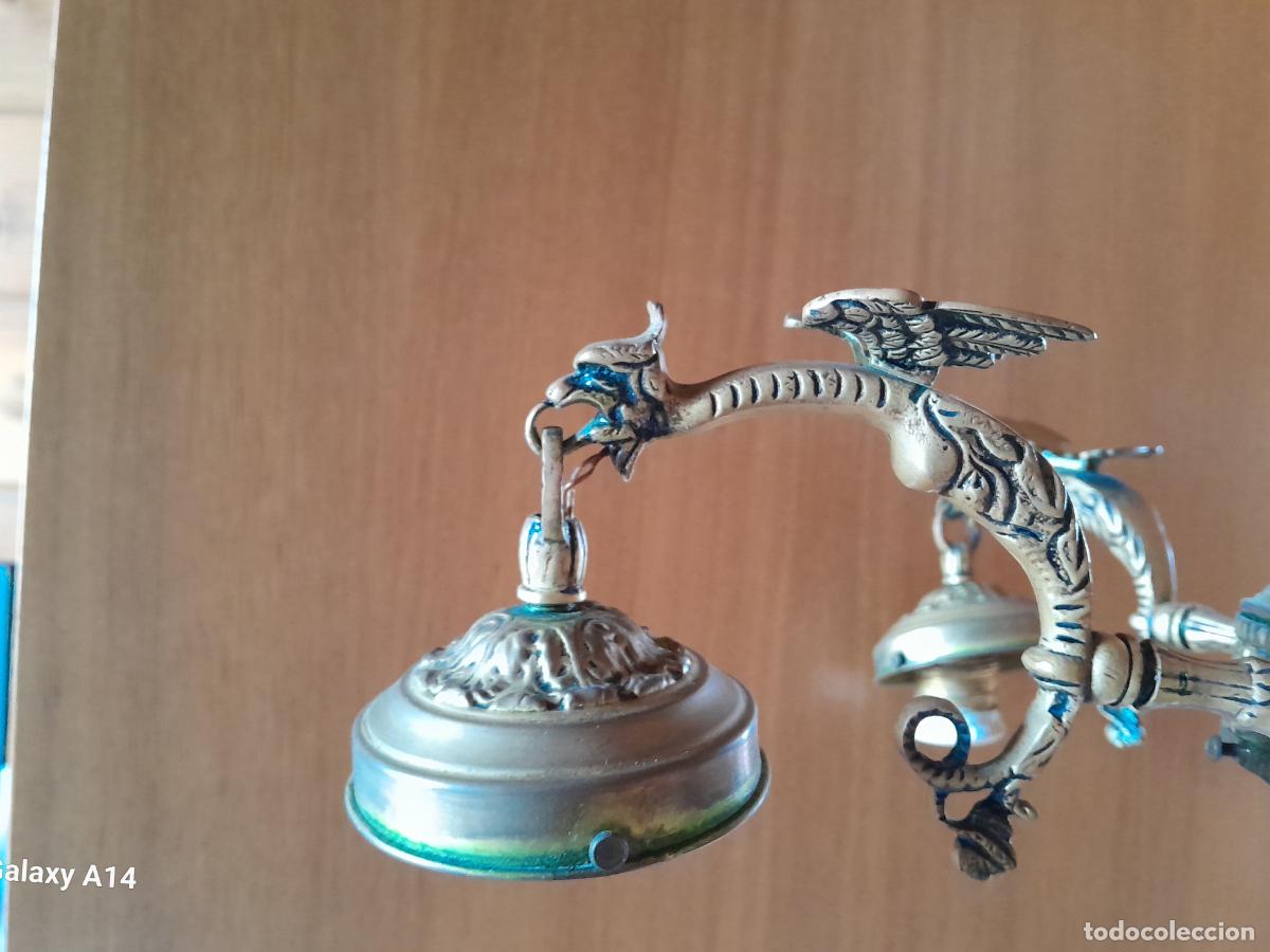 Antig&uuml;edades: L&Aacute;MPARA BRONCE CON TULIPAS - Foto 5