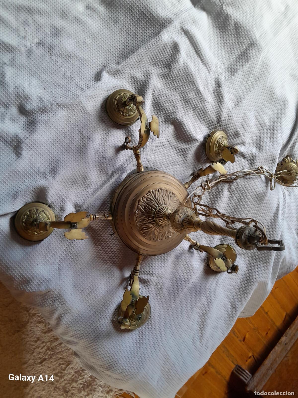 Antig&uuml;edades: L&Aacute;MPARA BRONCE CON TULIPAS - Foto 1
