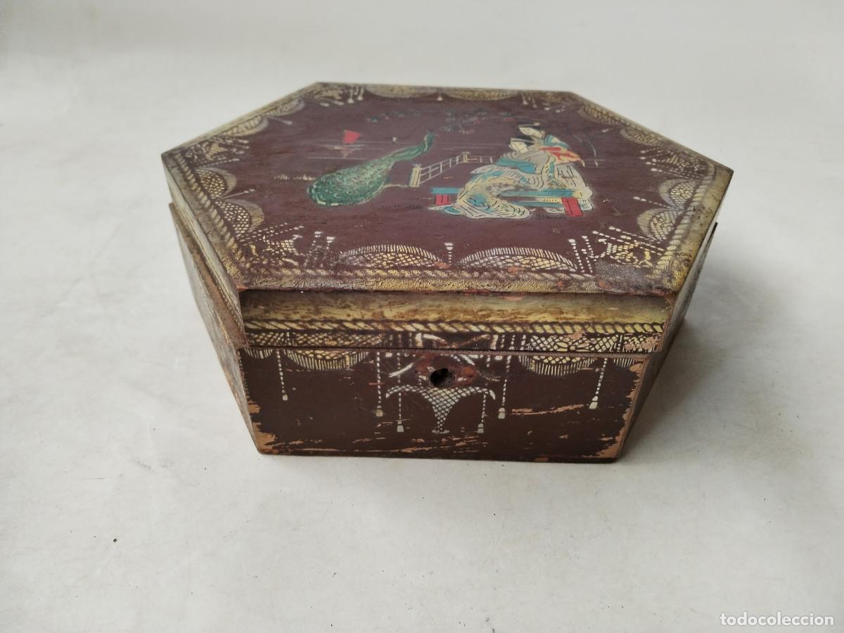 Antig&uuml;edades: caja antigua exagonal la estrella - Foto 4