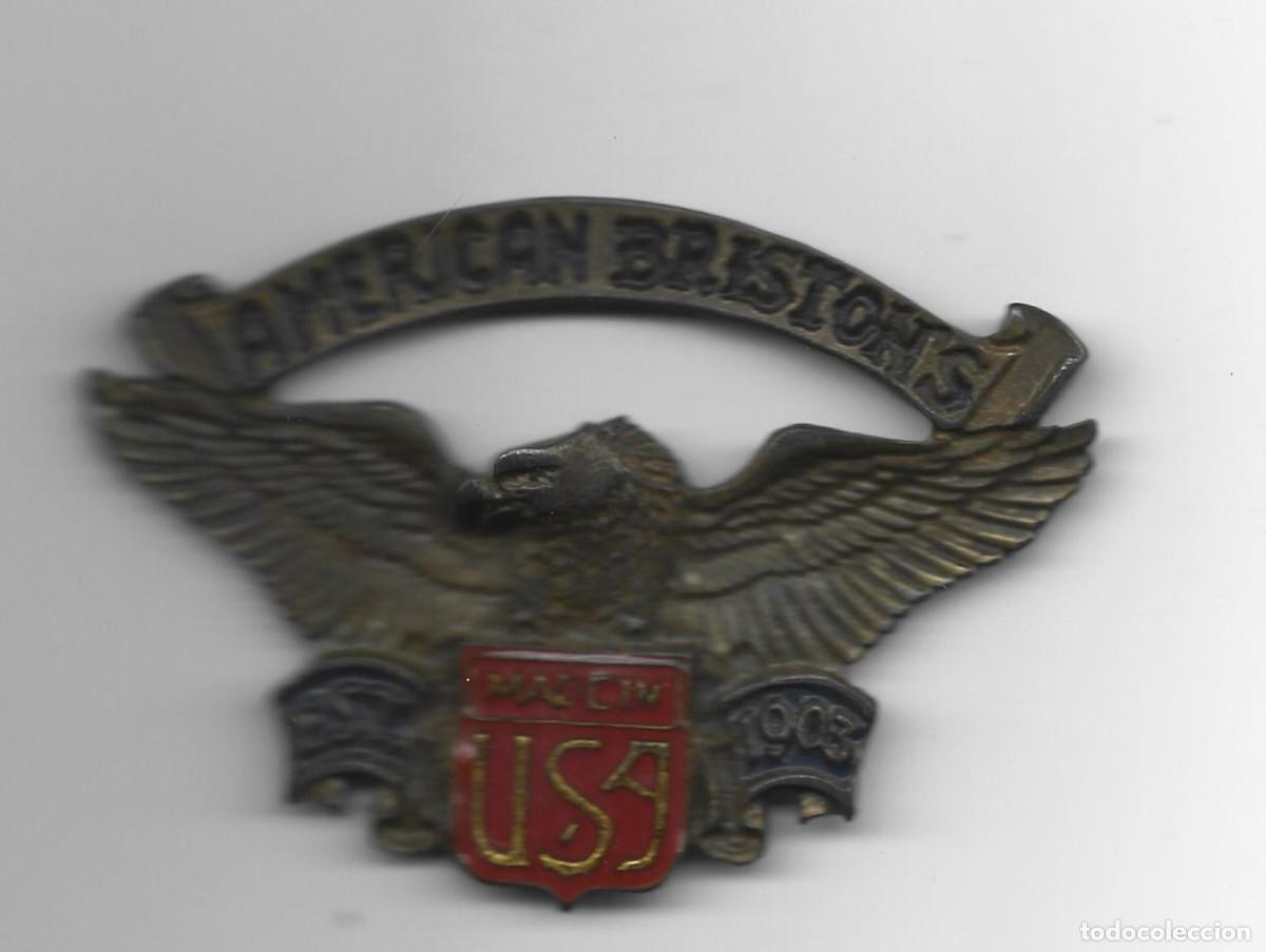 Antig&uuml;edades: ANTIGUO LOGO DE AMERICAN BRISTONS-BRONCE - Foto 1