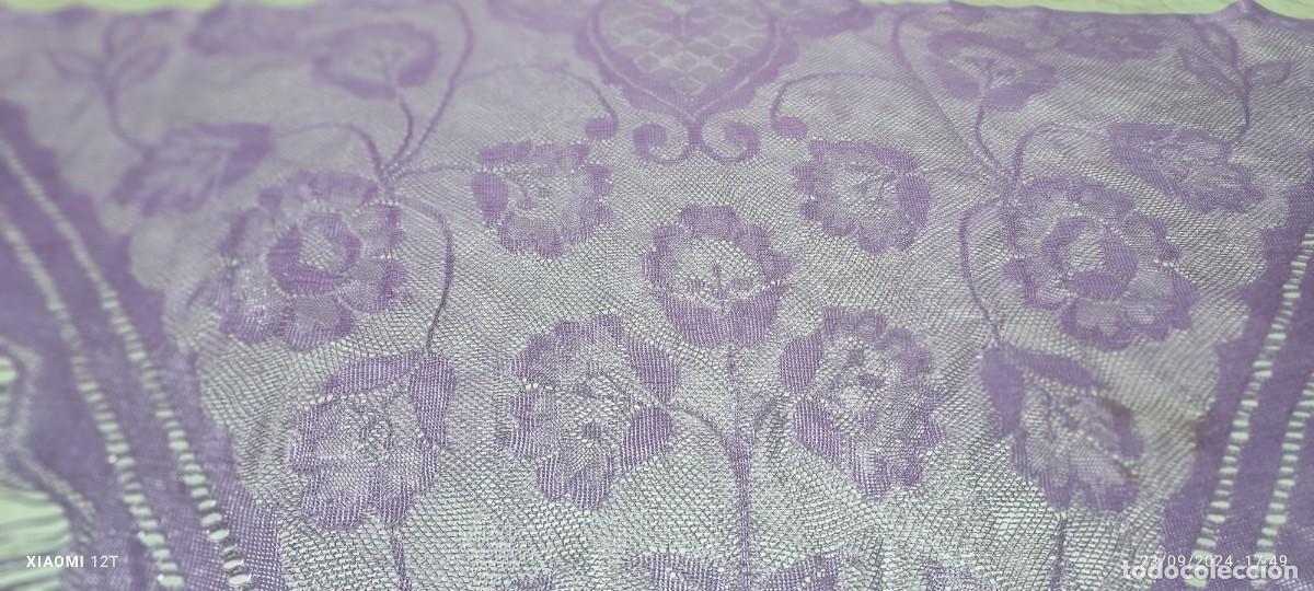 Antig&uuml;edades: Antiguo mant&oacute;n de ganchillo 150 cm - Foto 3