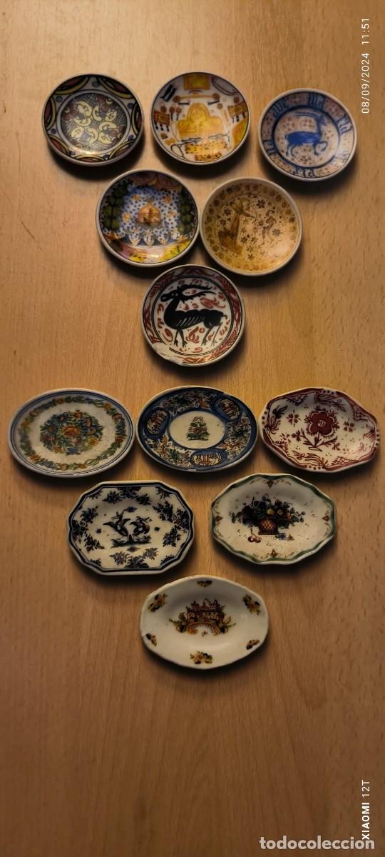 Antig&uuml;edades: LOTE DE 12 PIEZAS DE CERAMICAS VALENCIANAS EN MINIATURA ORIGINALES 6 PLATOS Y 6 FUENTES