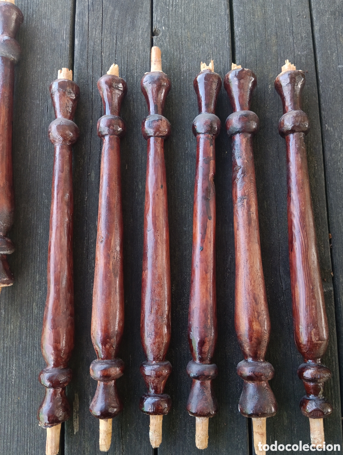 Antig&uuml;edades: BALAUSTRES COLUMNAS REMATES MADERA RESTAURAR MUEBLE. - Foto 3