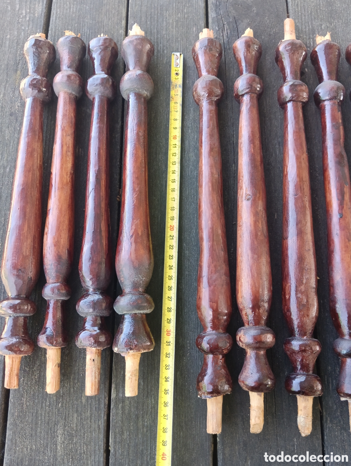 Antig&uuml;edades: BALAUSTRES COLUMNAS REMATES MADERA RESTAURAR MUEBLE. - Foto 9