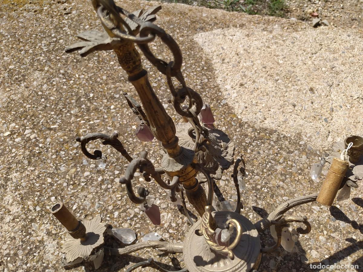 Antig&uuml;edades: Antigua l&aacute;mpara de bronce - Foto 7