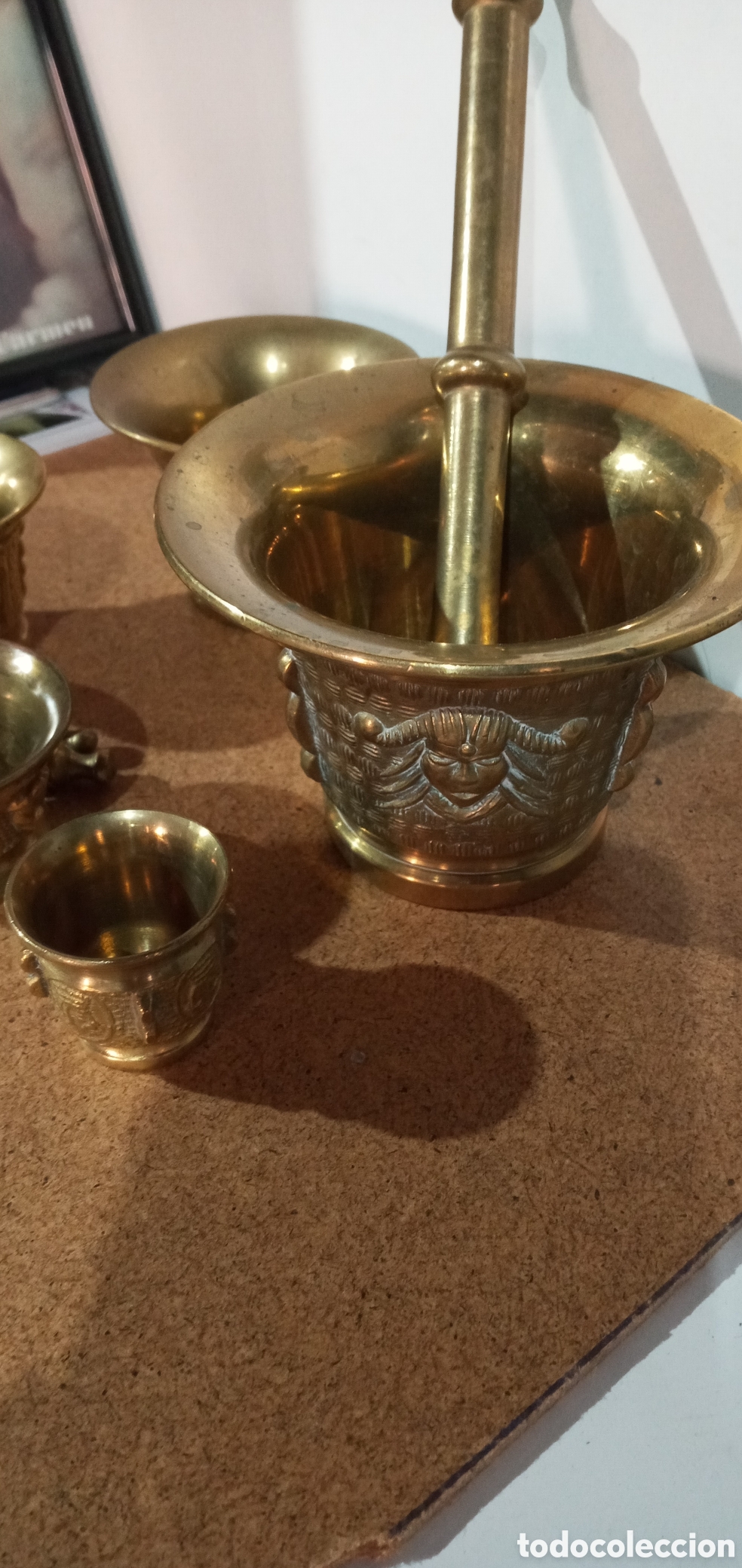 Antig&uuml;edades: LOTE DE 5 ALMIREZ MORTEROS BRONCE CON SUS MAZAS - Foto 5