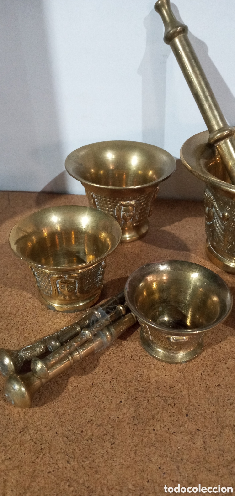Antig&uuml;edades: LOTE DE 5 ALMIREZ MORTEROS BRONCE CON SUS MAZAS - Foto 6