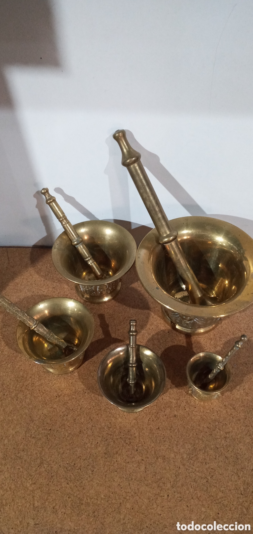Antig&uuml;edades: LOTE DE 5 ALMIREZ MORTEROS BRONCE CON SUS MAZAS - Foto 8