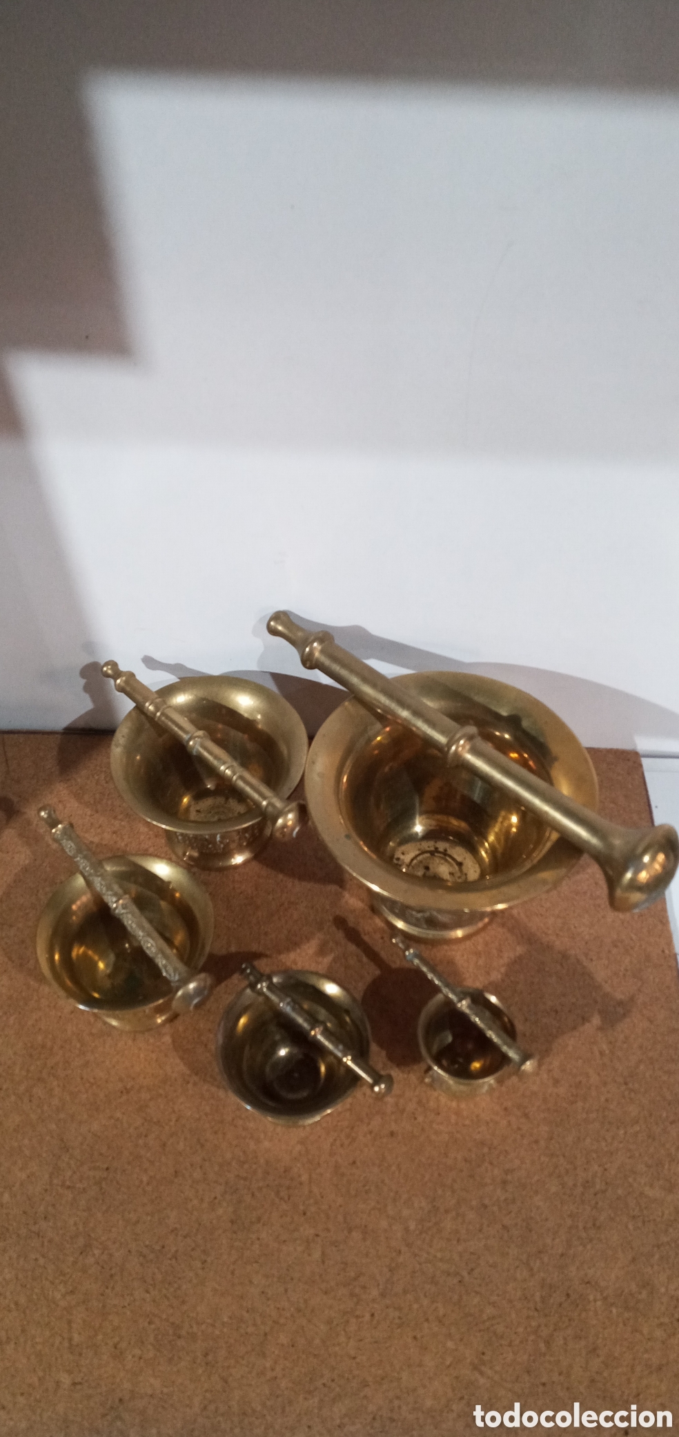 Antig&uuml;edades: LOTE DE 5 ALMIREZ MORTEROS BRONCE CON SUS MAZAS - Foto 9