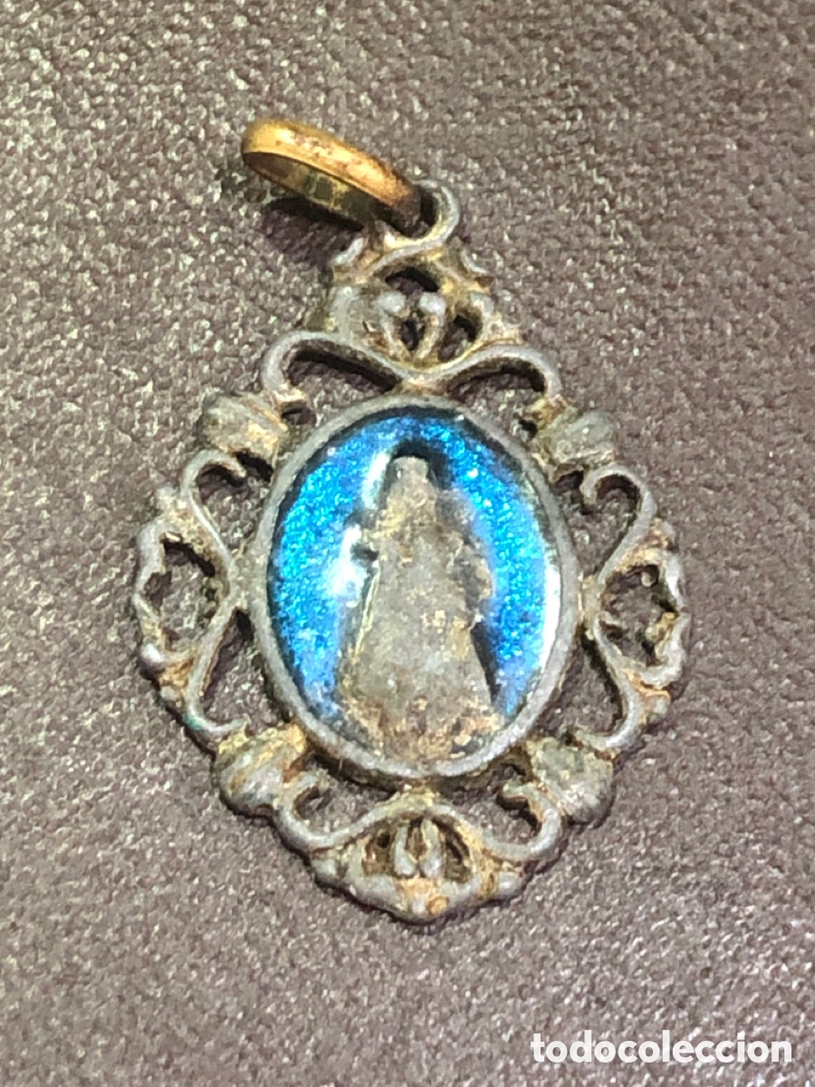 Antig&uuml;edades: Medalla calada con virgen y esmalte (L90) - Foto 1