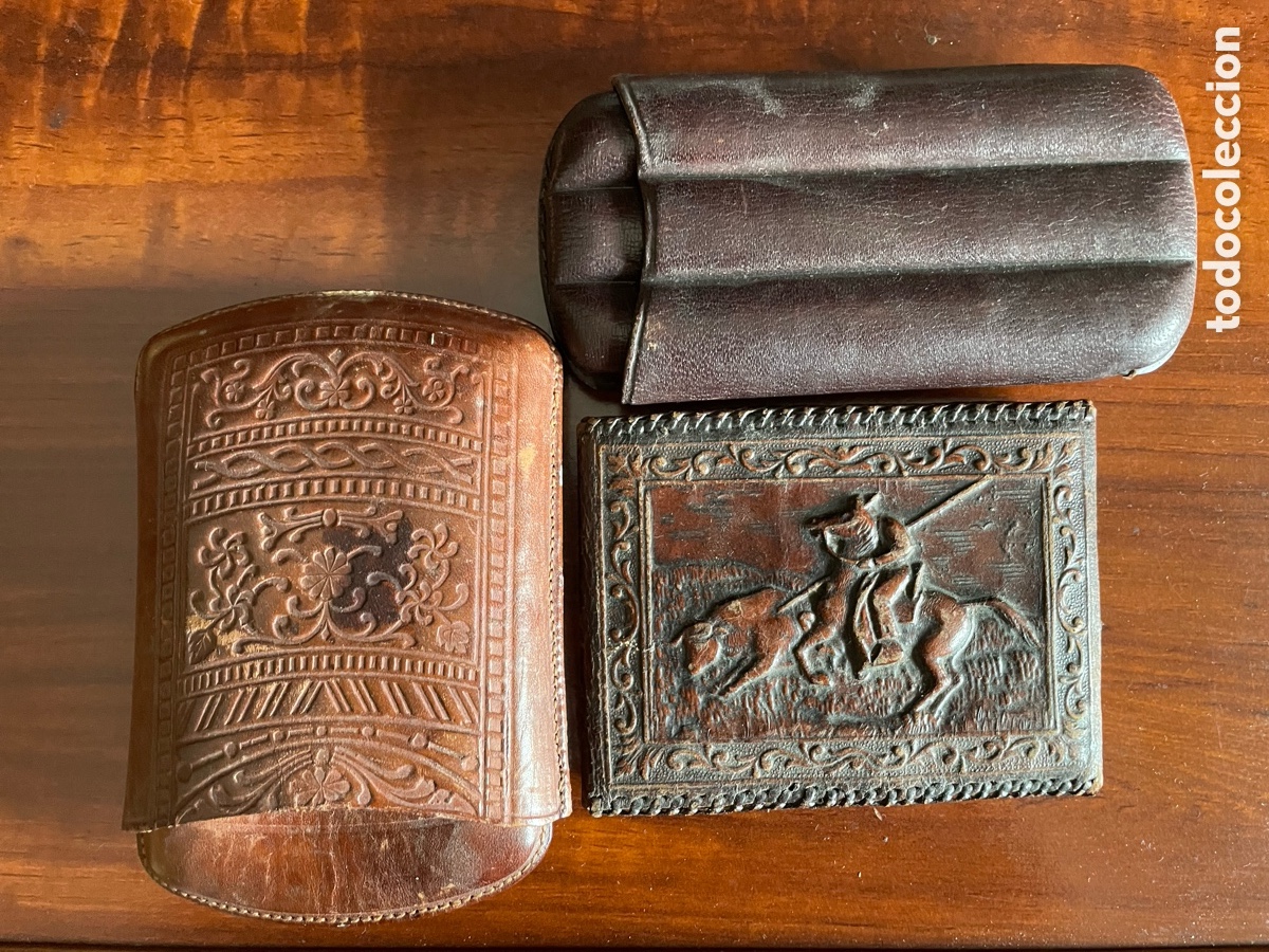 Antig&uuml;edades: Tabaquera,billetera y funda de puros. - Foto 1