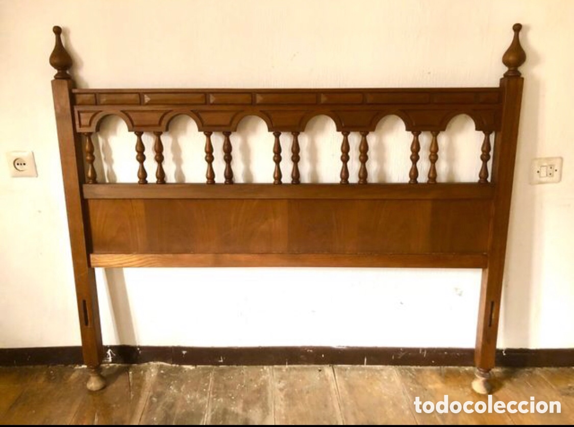 Antig&uuml;edades: CAMA DE MADERA TALLADA ESTILO CASTELLANO COMLETA - Foto 9